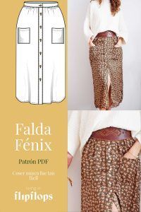 patrón de costura Falda de botones Fénix